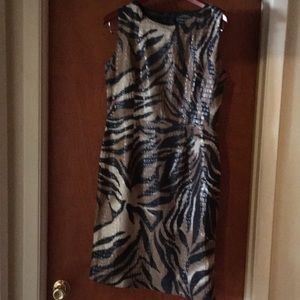 Animal print sleeveless bell the knee dress